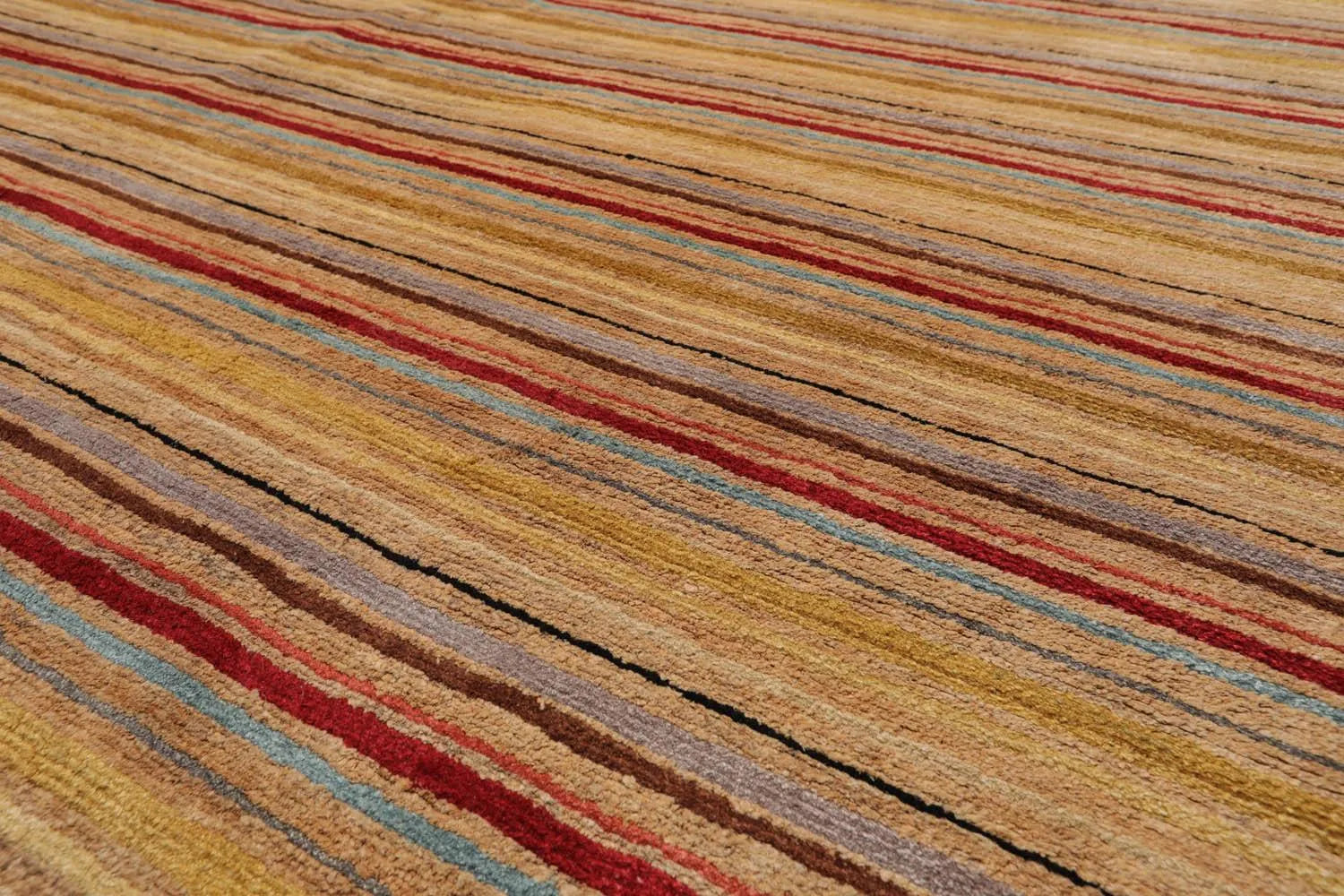 LoomBloom 8'10''x12' Gold Hand Knotted Contemporary Tibetan Silk & Hemp Oriental Area Rug-4