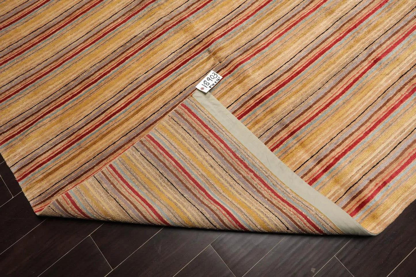LoomBloom 8'10''x12' Gold Hand Knotted Contemporary Tibetan Silk & Hemp Oriental Area Rug-3