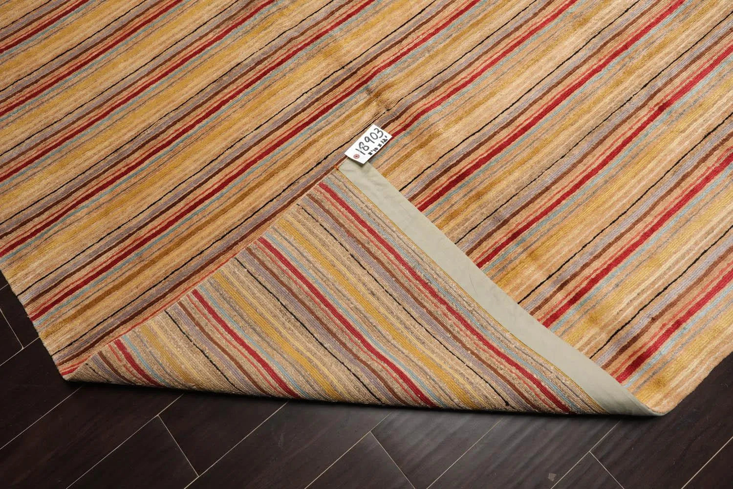 LoomBloom 8'10''x12' Gold Hand Knotted Contemporary Tibetan Silk & Hemp Oriental Area Rug-3