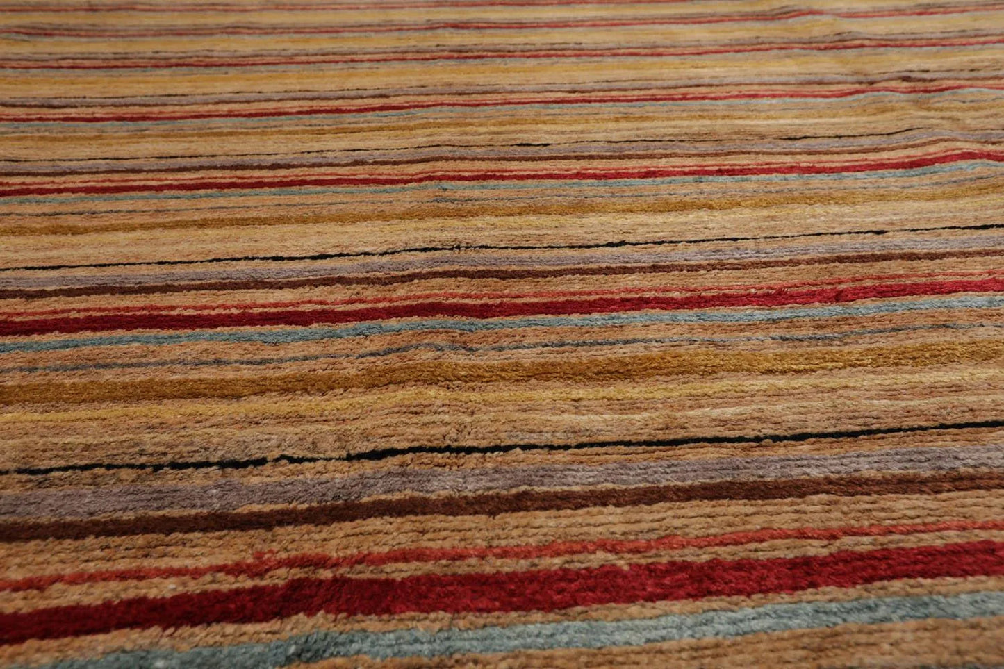 LoomBloom 8'10''x12' Gold Hand Knotted Contemporary Tibetan Silk & Hemp Oriental Area Rug-2