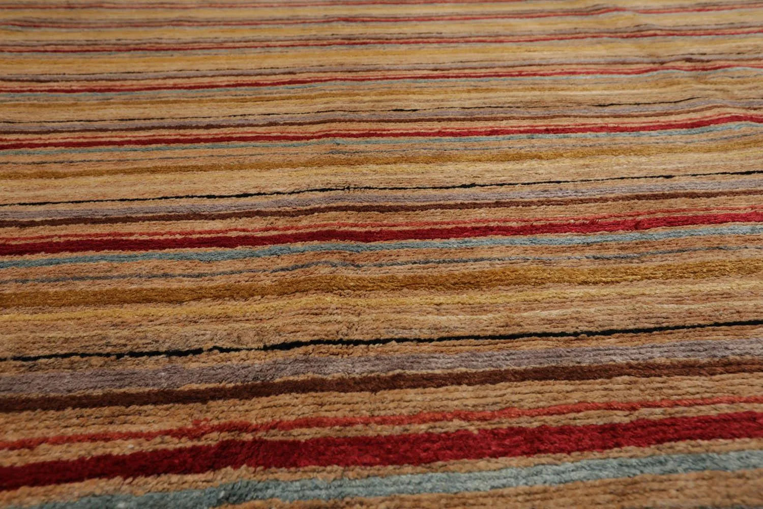 LoomBloom 8'10''x12' Gold Hand Knotted Contemporary Tibetan Silk & Hemp Oriental Area Rug-2
