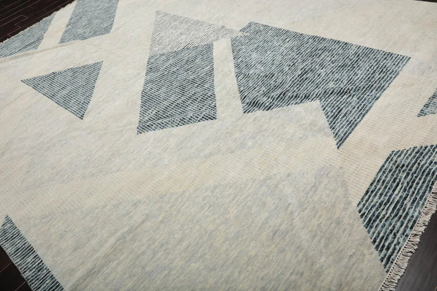 9’ x 12’ Hand Knotted Wool Modern Tibetan Designer Oriental Area Rug Ivory-2