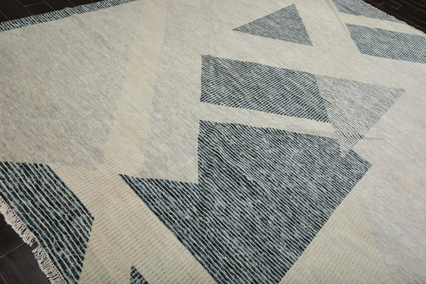 9’ x 12’ Hand Knotted Wool Modern Tibetan Designer Oriental Area Rug Ivory-3