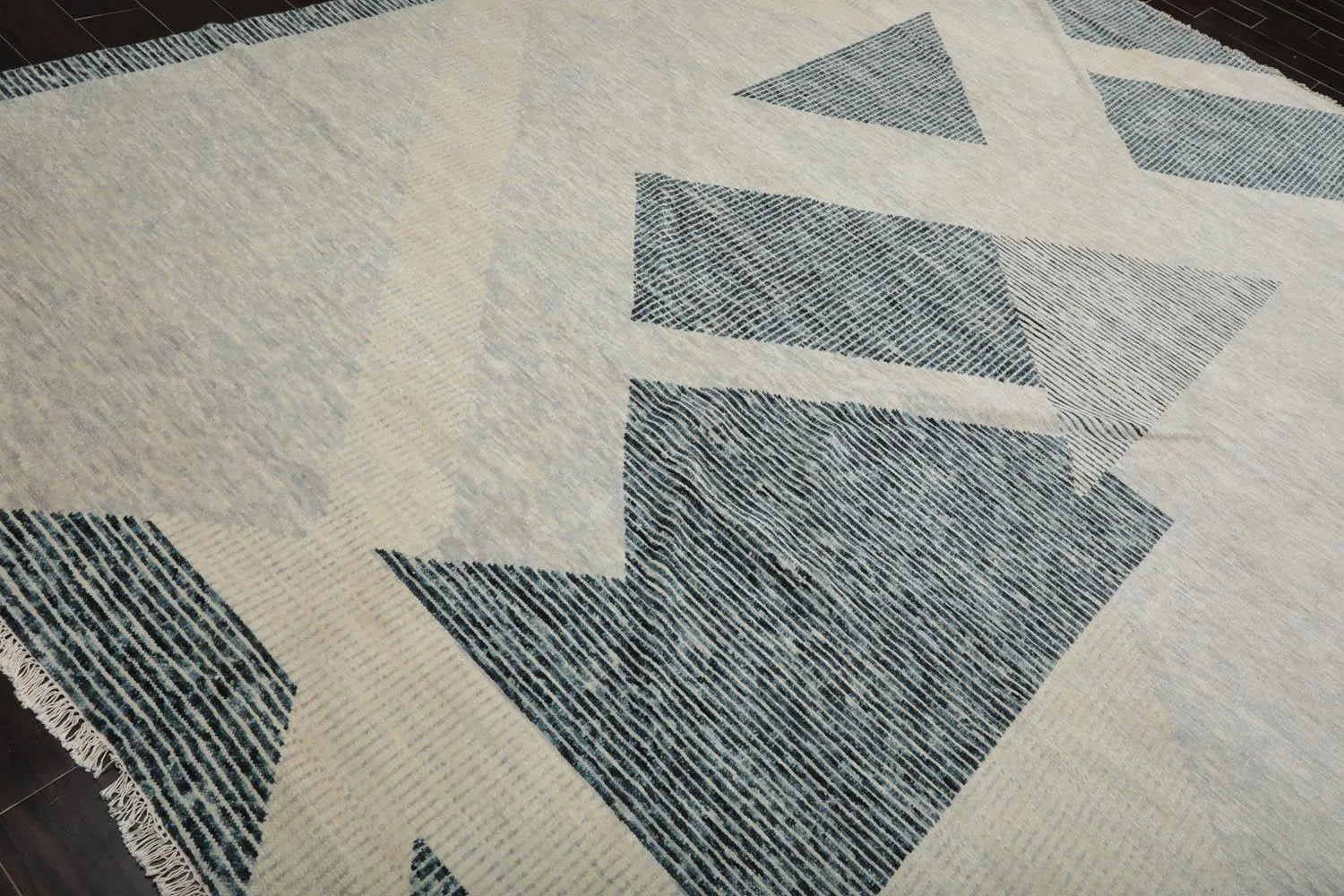 9’ x 12’ Hand Knotted Wool Modern Tibetan Designer Oriental Area Rug Ivory-3