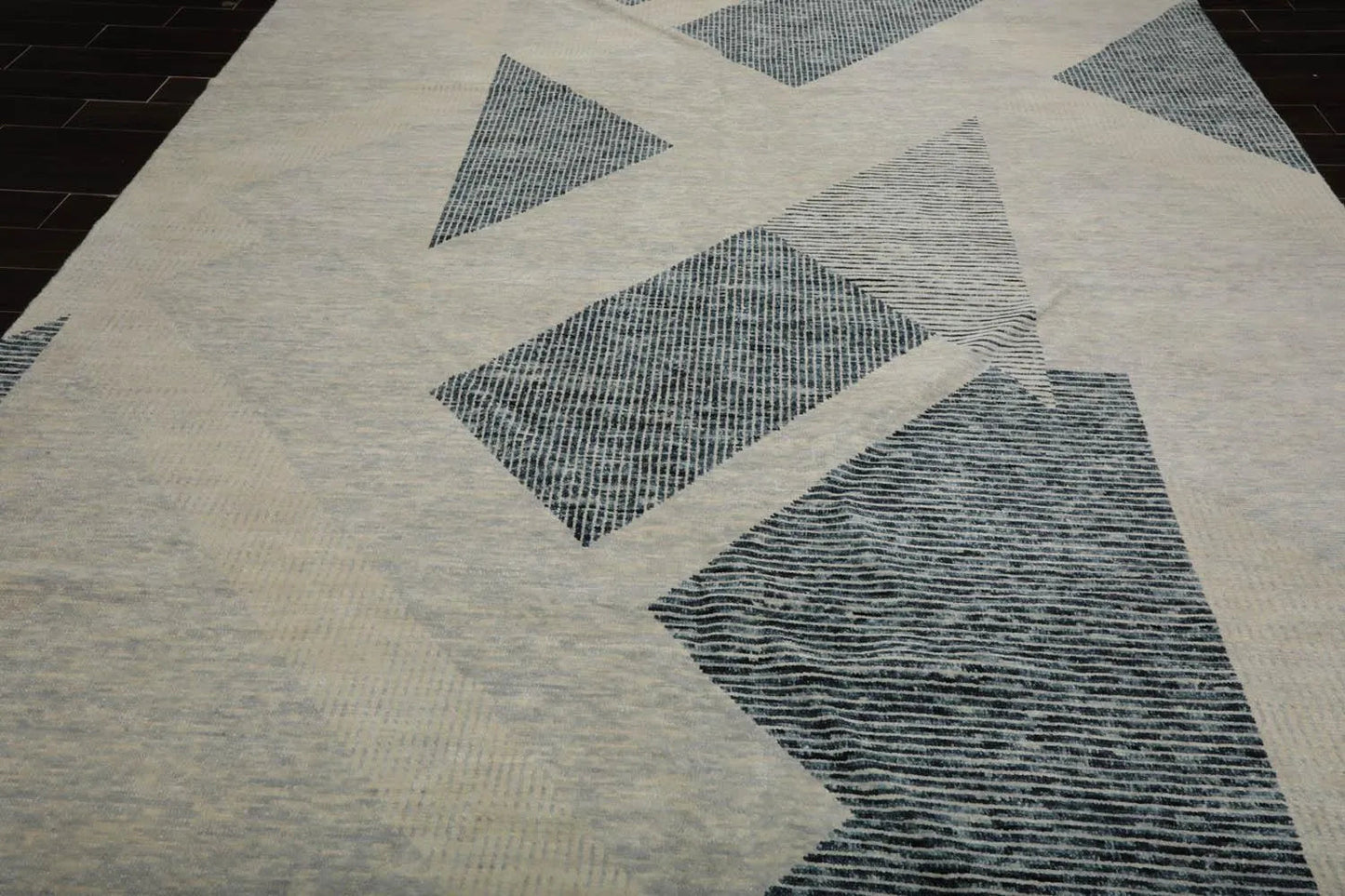 9’ x 12’ Hand Knotted Wool Modern Tibetan Designer Oriental Area Rug Ivory-4