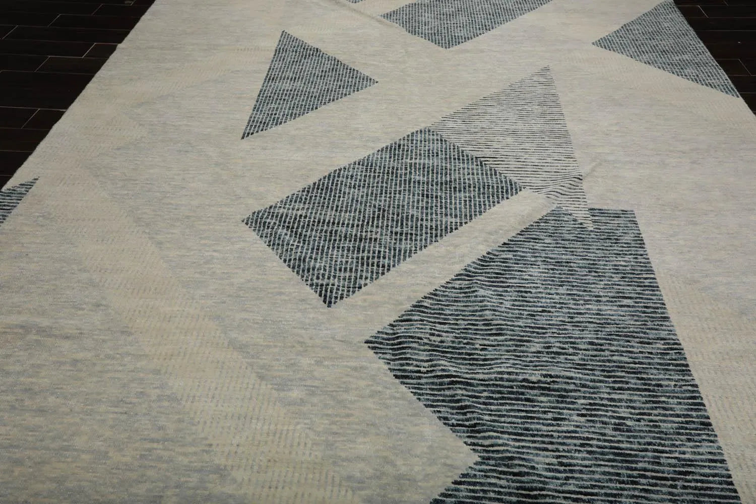 9’ x 12’ Hand Knotted Wool Modern Tibetan Designer Oriental Area Rug Ivory-4