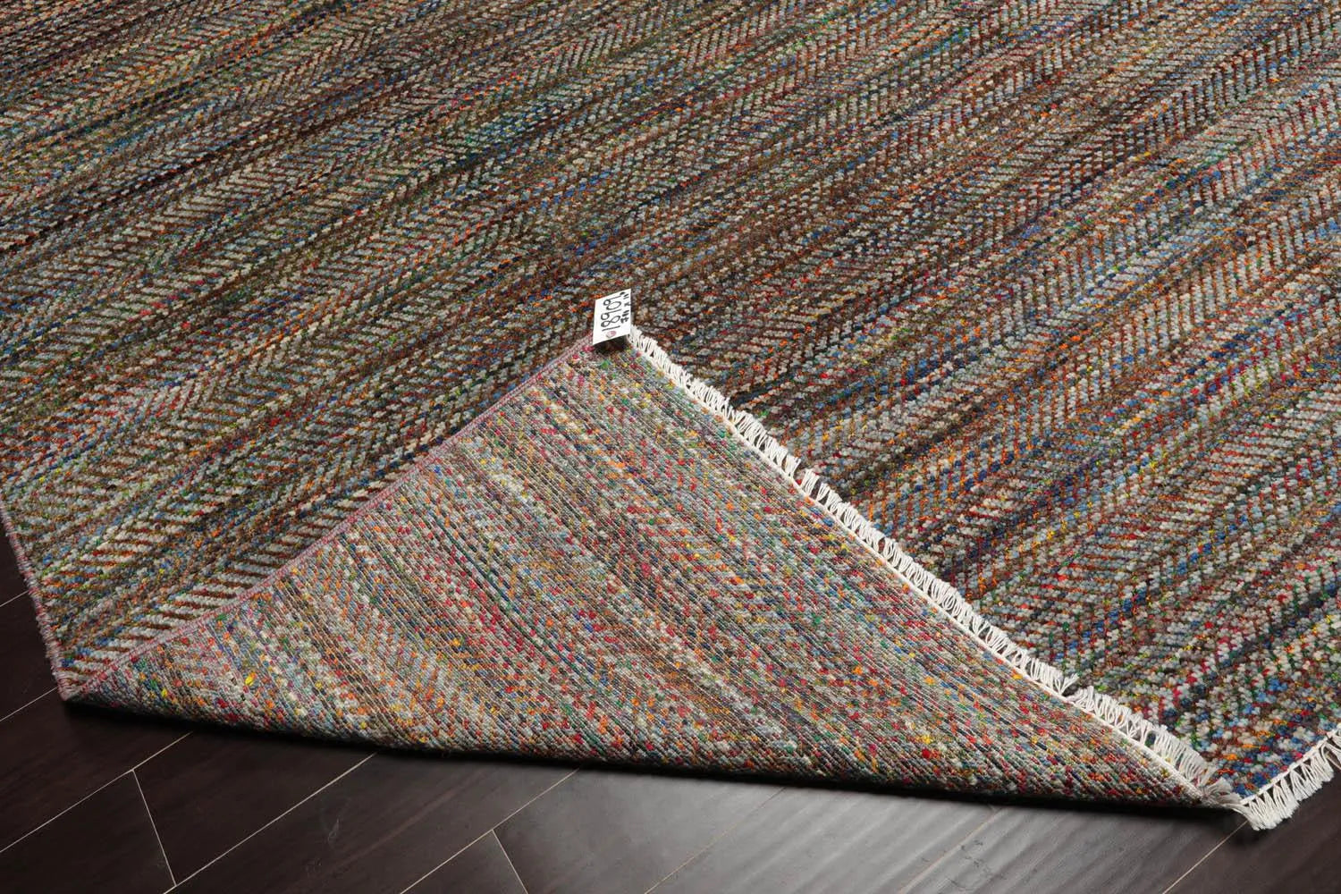LoomBloom 7'10''x10' Gray Hand Knotted Modern Geometric Wool Oriental Area Rug-4