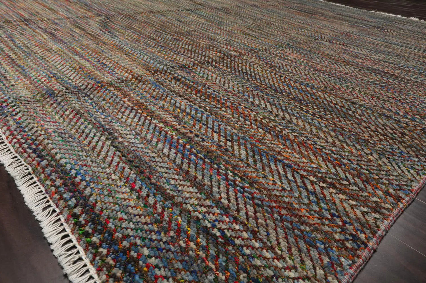 LoomBloom 7'10''x10' Gray Hand Knotted Modern Geometric Wool Oriental Area Rug-2