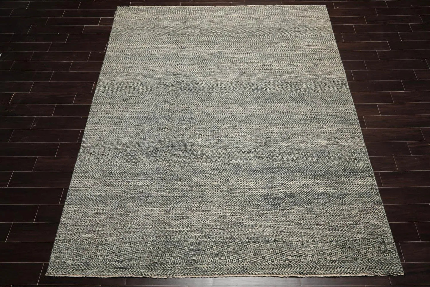 LoomBloom 8'1''x10'2" Ivory Hand Knotted Contemporary Geometric Wool Oriental Area Rug-2