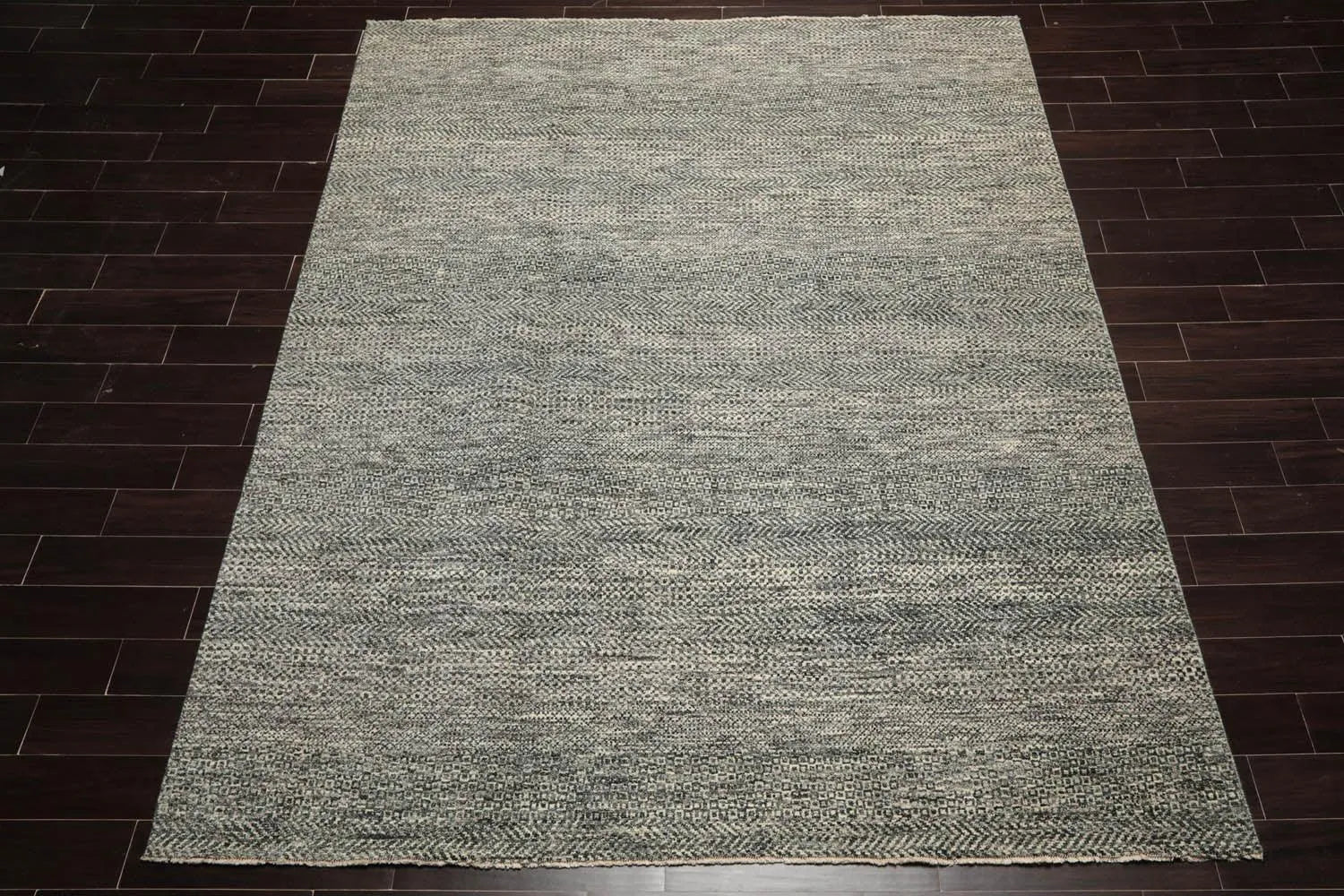 LoomBloom 8'1''x10'2" Ivory Hand Knotted Contemporary Geometric Wool Oriental Area Rug-2