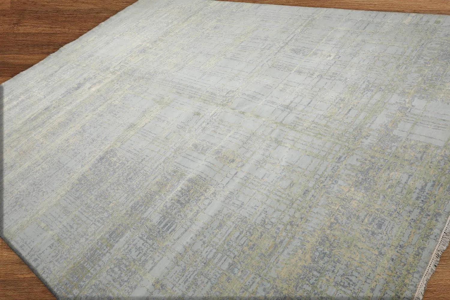 Multi Sizes Tibetan Wool and Silk Oriental Area Rug Light Blue, Green Color-2