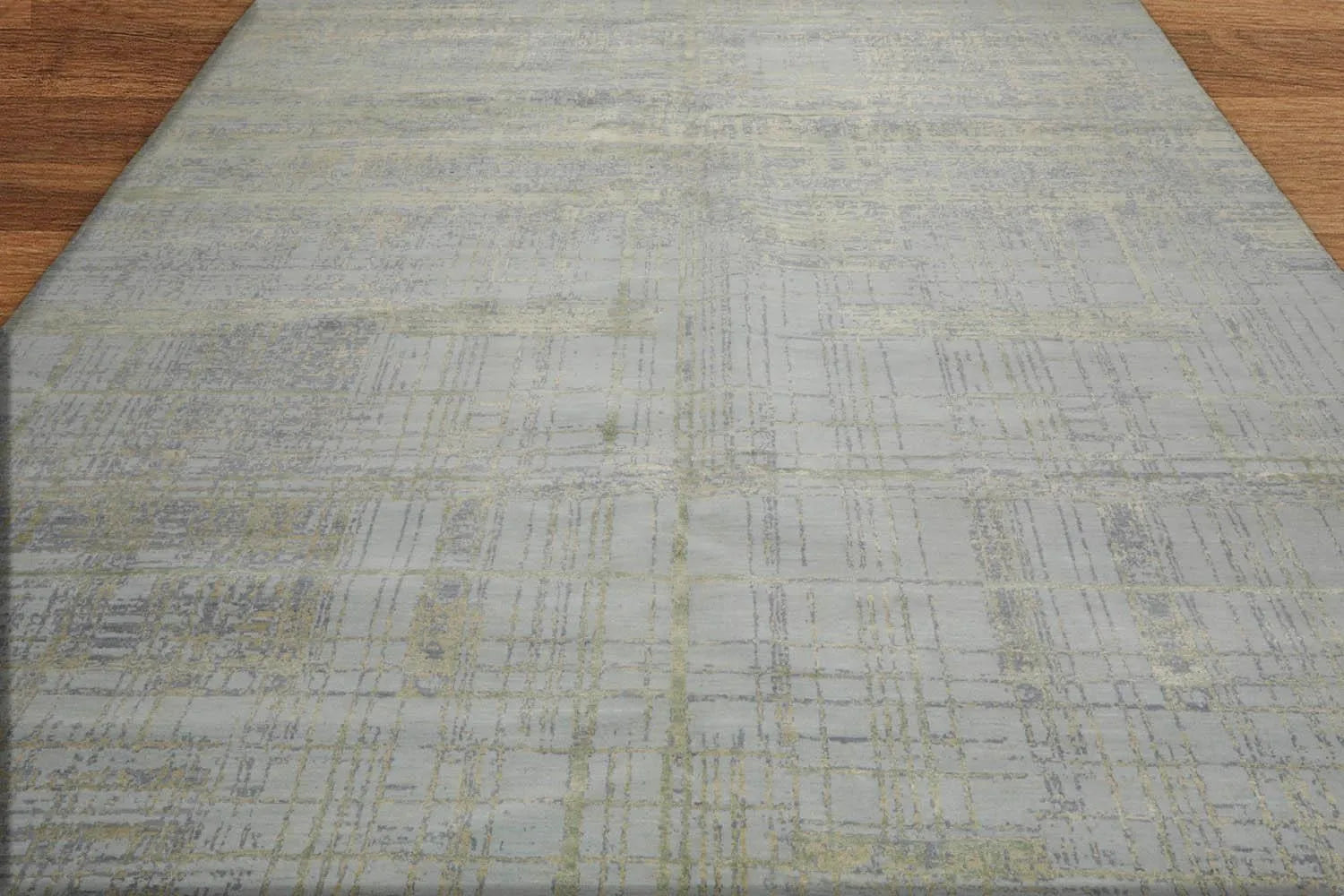 Multi Sizes Tibetan Wool and Silk Oriental Area Rug Light Blue, Green Color-4