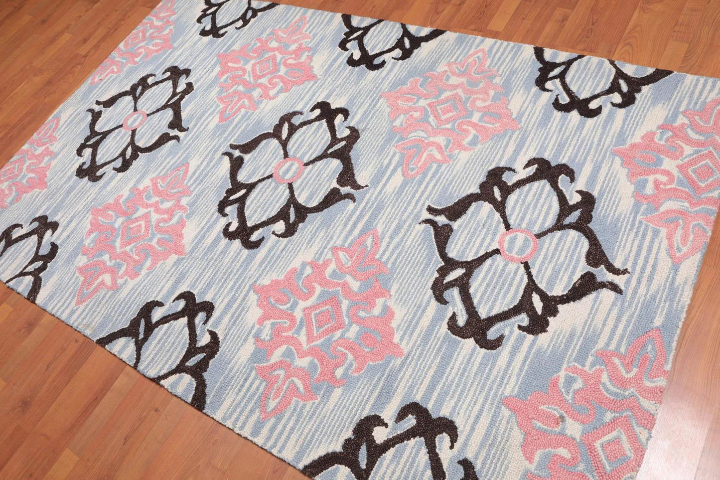 5' x 8' Handmade Loop Pile 100% Wool Traditional Oriental Area rug Ivory-0