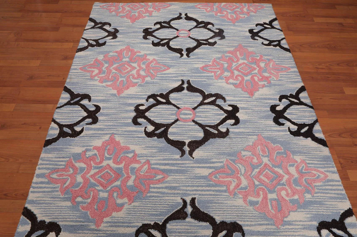 5' x 8' Handmade Loop Pile 100% Wool Traditional Oriental Area rug Ivory-2