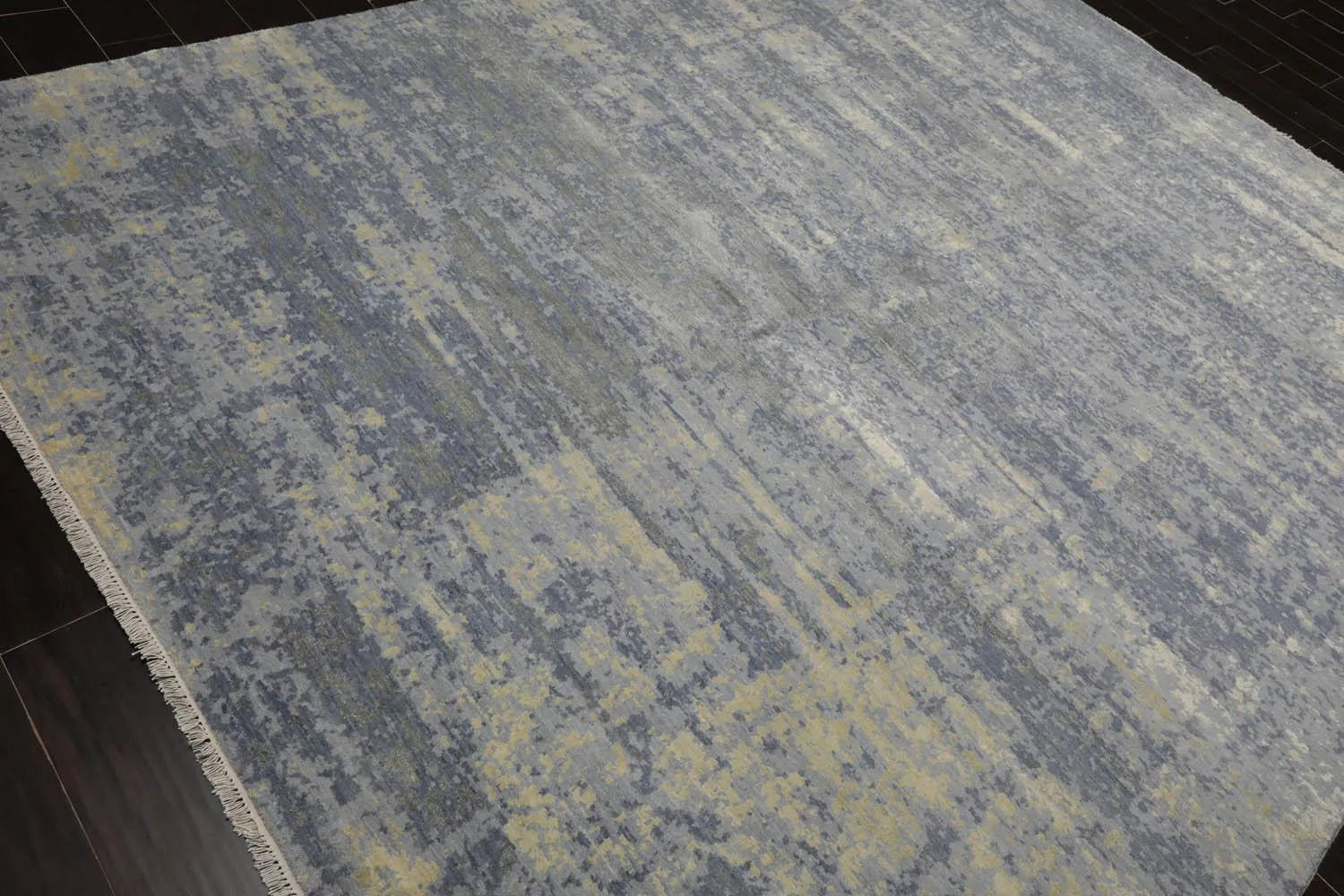 8x10 Slate, Gray Hand Knotted Wool and Silk Sherpa Design Tibetan Oriental Area Rug-3