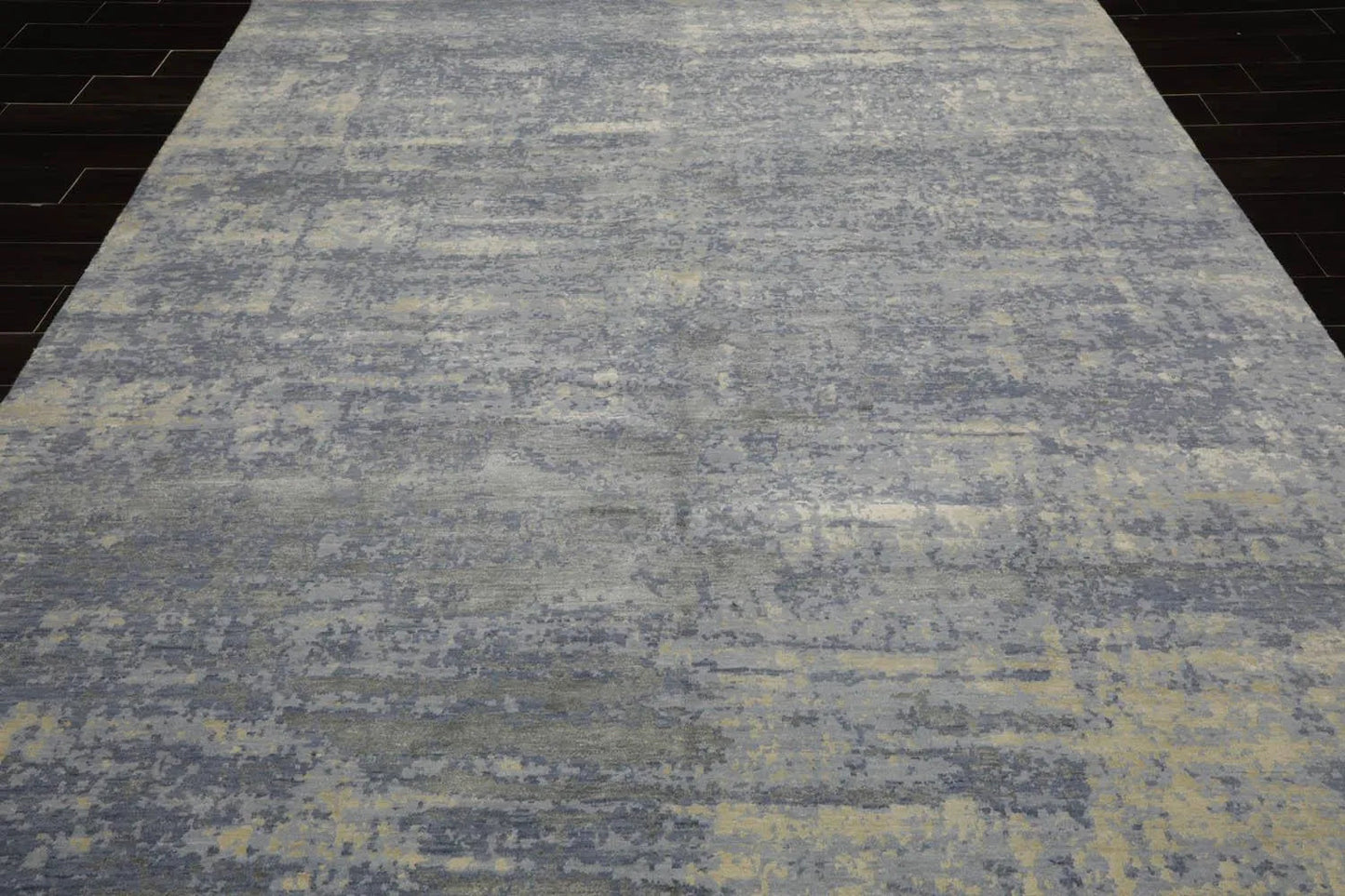 8x10 Slate, Gray Hand Knotted Wool and Silk Sherpa Design Tibetan Oriental Area Rug-4