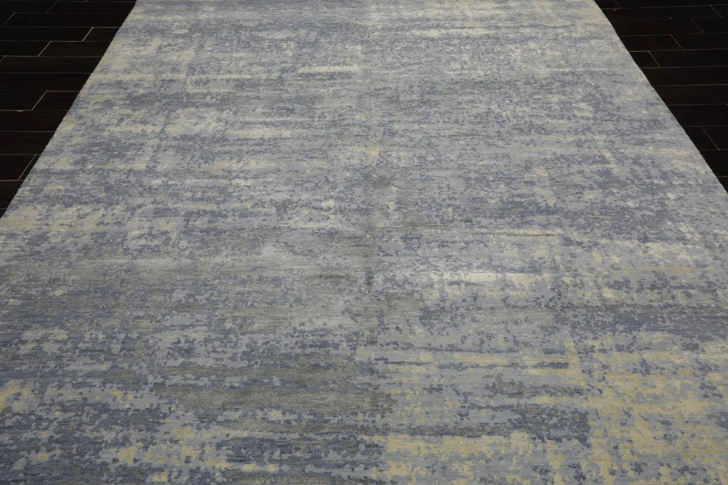 8x10 Slate, Gray Hand Knotted Wool and Silk Sherpa Design Tibetan Oriental Area Rug-4