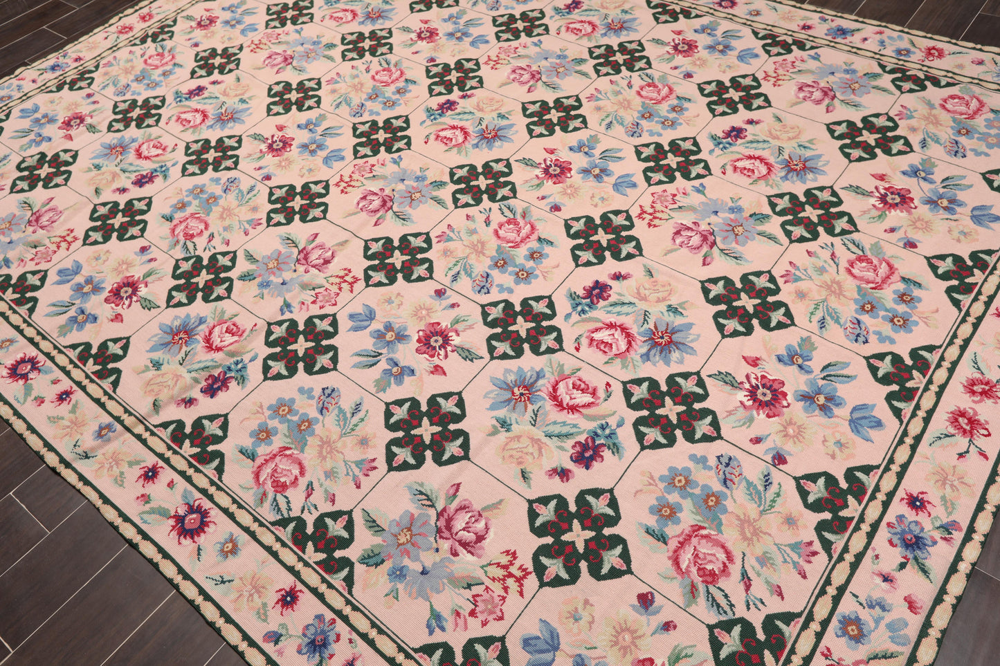 7'7" x 9'9" Hand Woven Traditional French Aubusson Needlepoint Area Rug-1