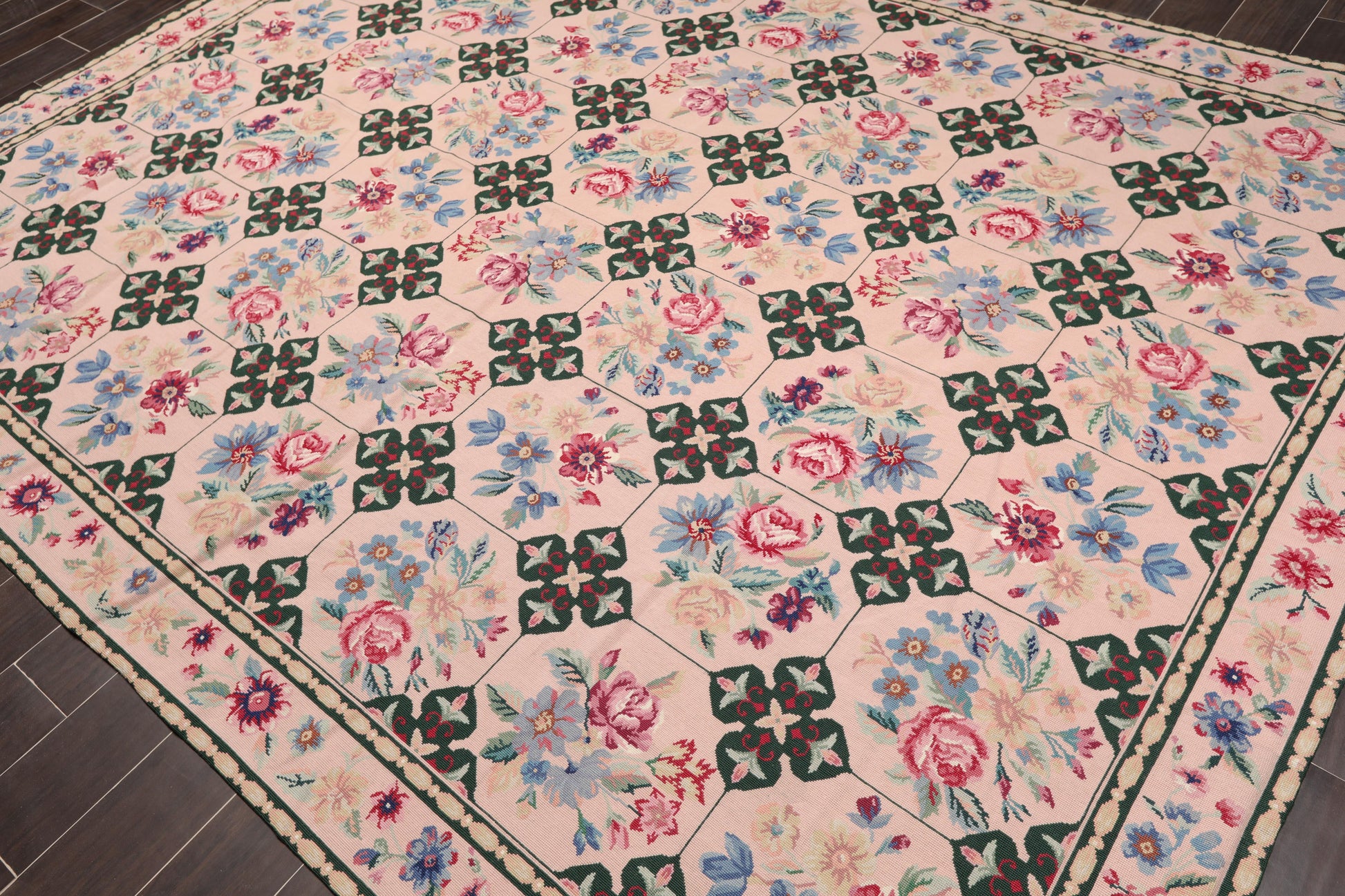 7'7" x 9'9" Hand Woven Traditional French Aubusson Needlepoint Area Rug-1