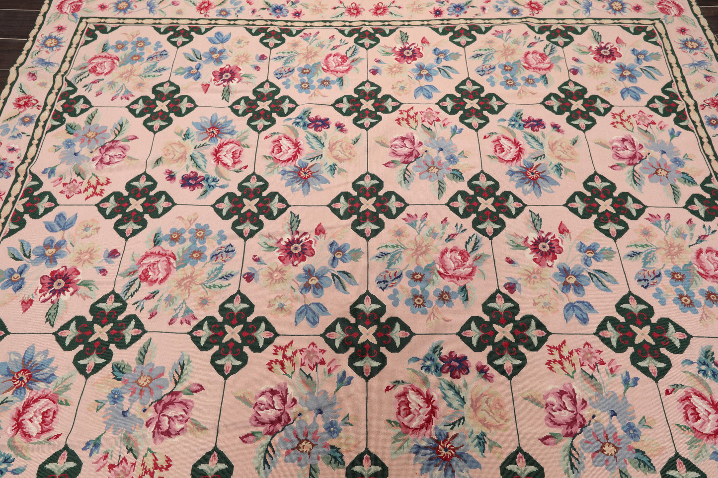 7'7" x 9'9" Hand Woven Traditional French Aubusson Needlepoint Area Rug-3
