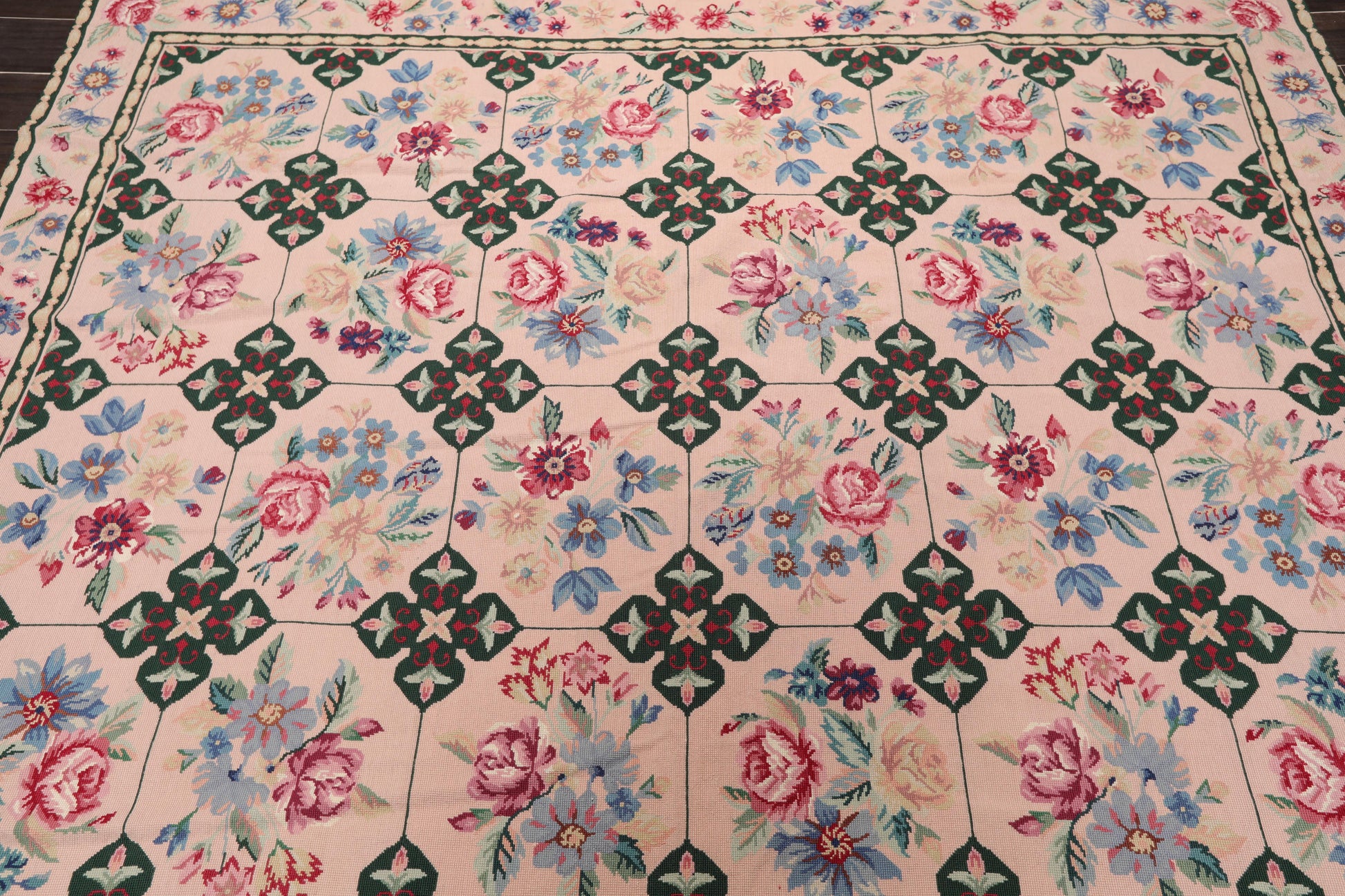 7'7" x 9'9" Hand Woven Traditional French Aubusson Needlepoint Area Rug-3