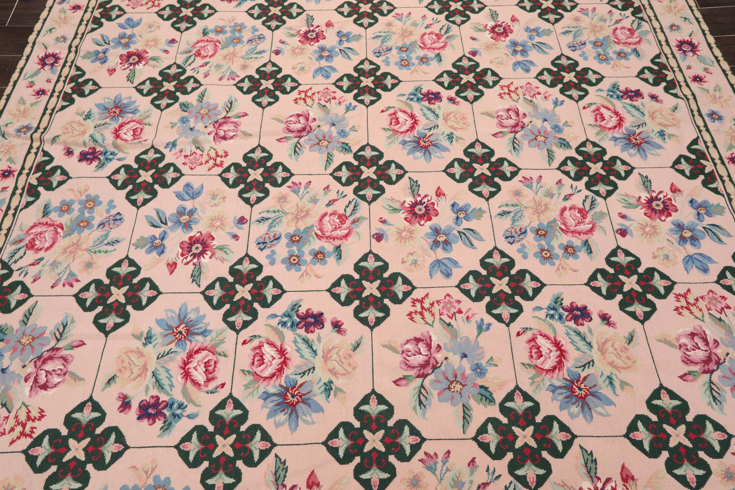 7'7" x 9'9" Hand Woven Traditional French Aubusson Needlepoint Area Rug-4