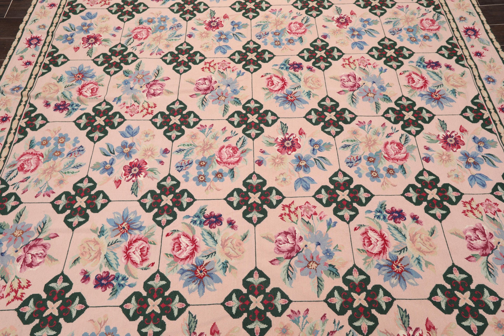 7'7" x 9'9" Hand Woven Traditional French Aubusson Needlepoint Area Rug-4