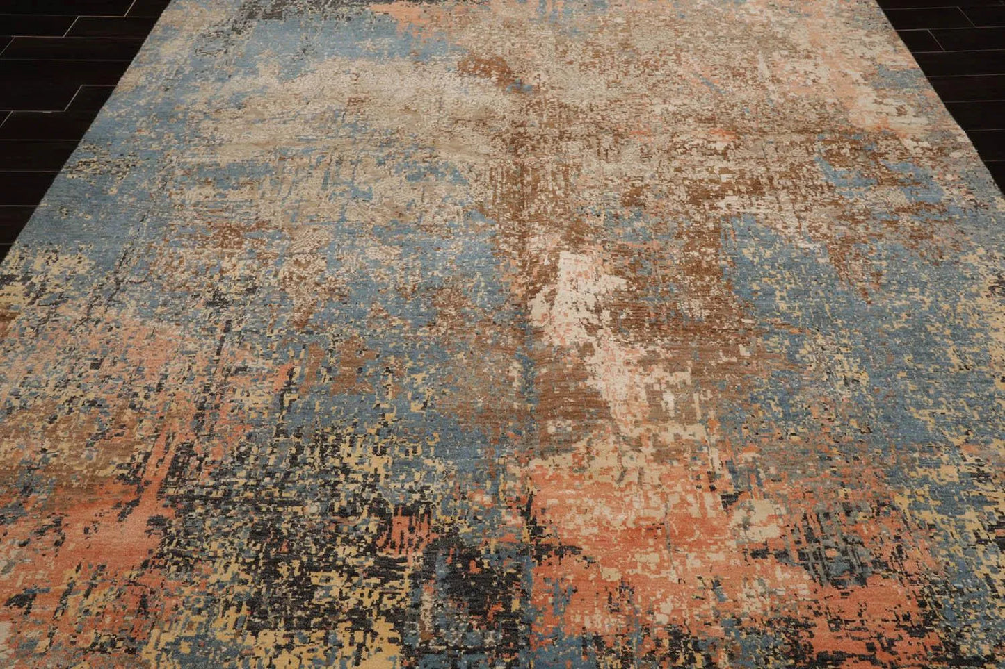 8x10 Celadon, Peach Hand Knotted 100% Wool Sherpa Design Tibetan Oriental Area Rug-4