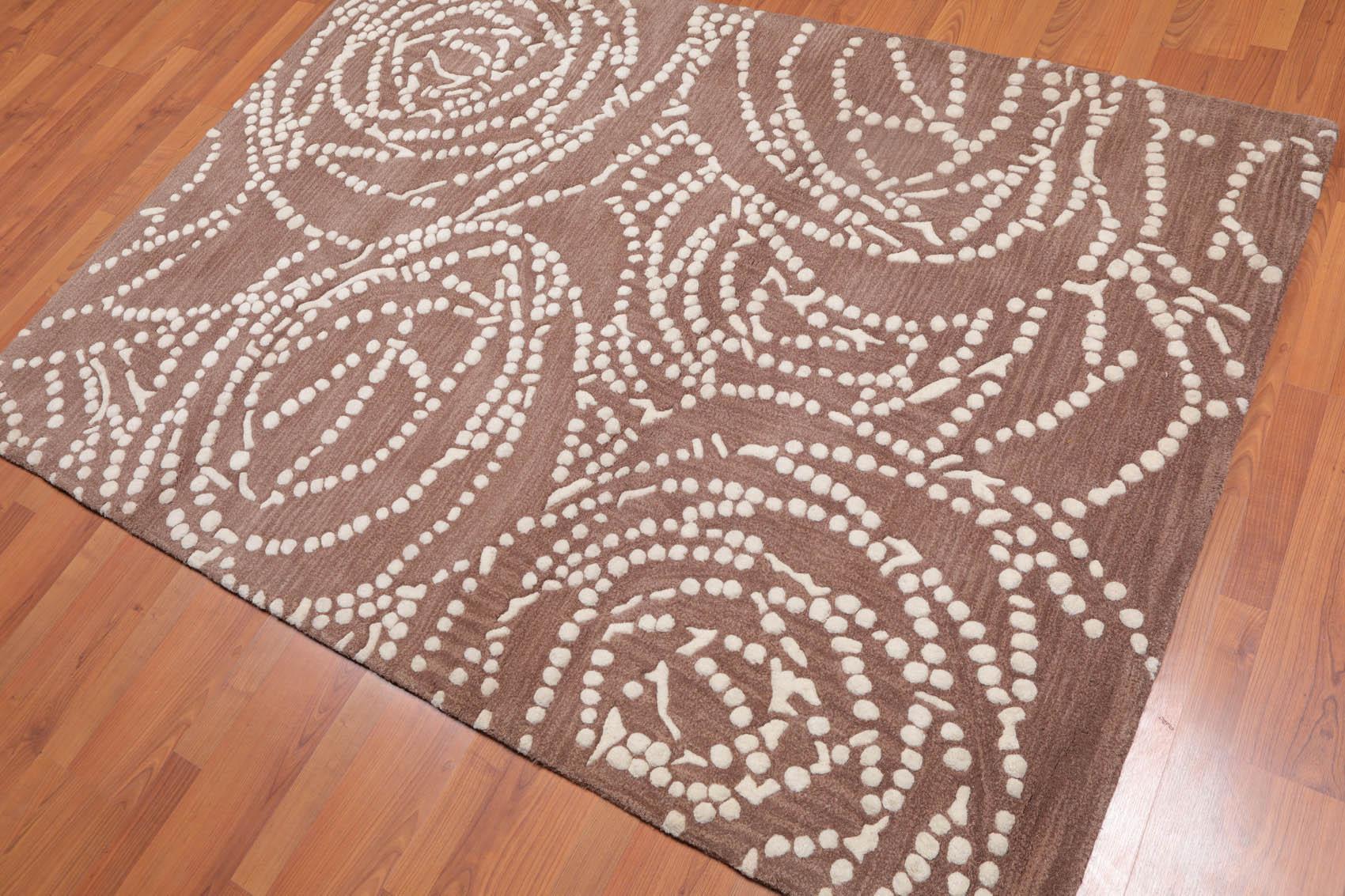 4’8" x 6'7" Handmade 100% Wool Traditional Oriental Area rug Beige-0