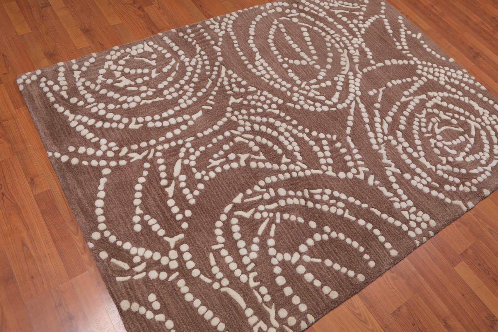 4’8" x 6'7" Handmade 100% Wool Traditional Oriental Area rug Beige-1