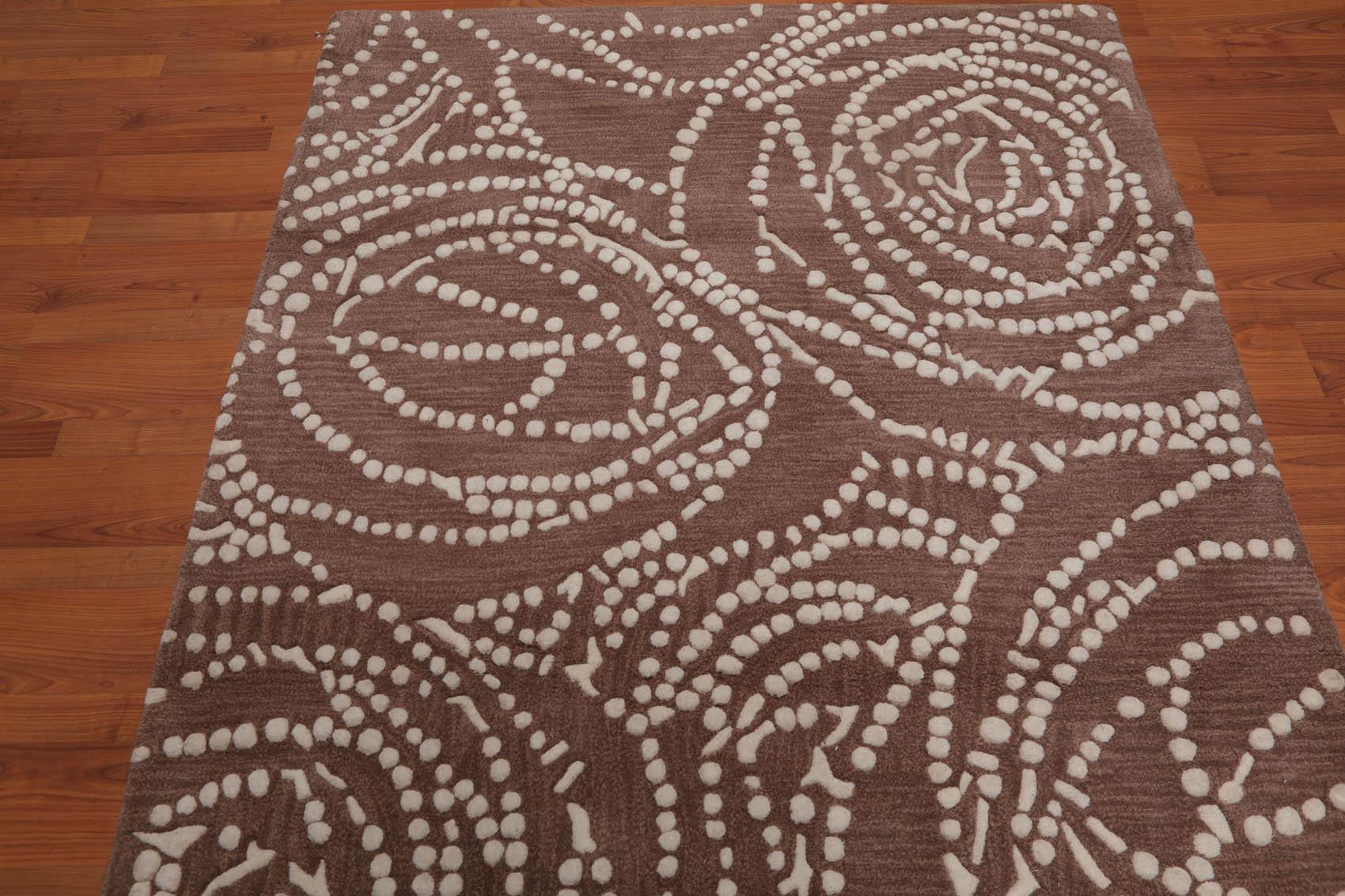 4’8" x 6'7" Handmade 100% Wool Traditional Oriental Area rug Beige-2