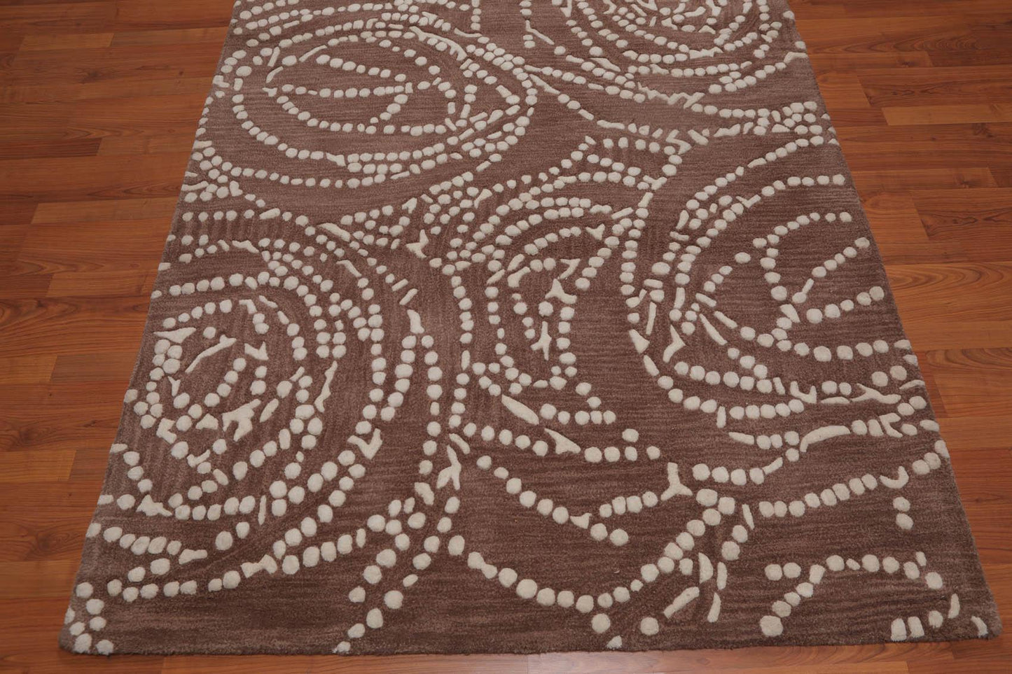 4’8" x 6'7" Handmade 100% Wool Traditional Oriental Area rug Beige-3