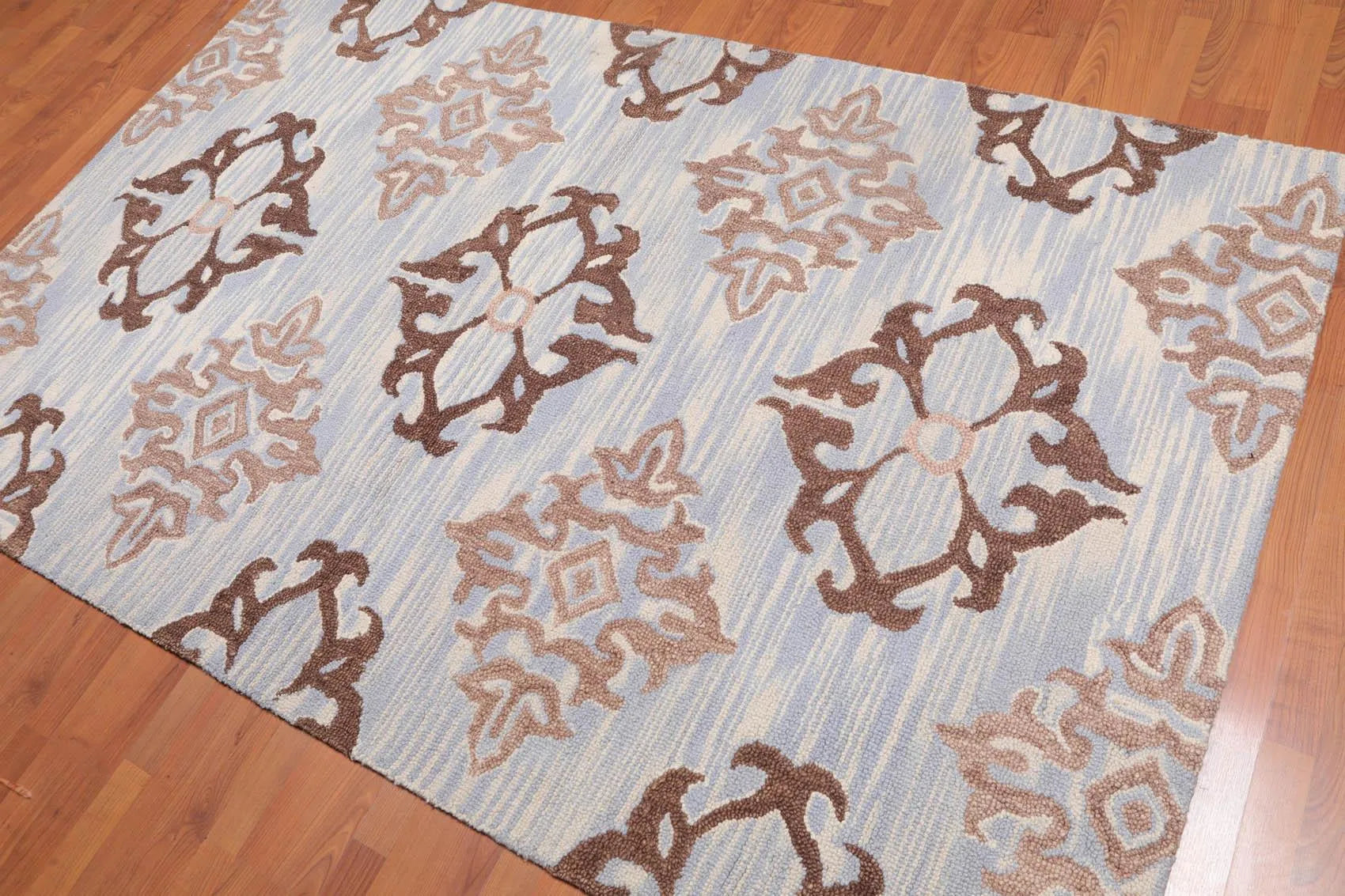5' x 8' Handmade Loop Pile 100% Wool Traditional Oriental Area rug Beige-0