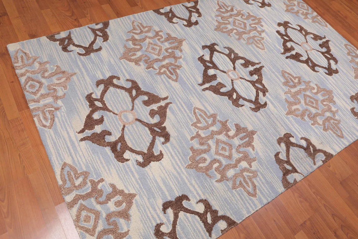 5' x 8' Handmade Loop Pile 100% Wool Traditional Oriental Area rug Beige-1