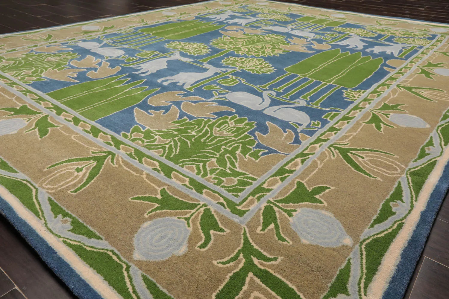 LoomBloom  Blue Hand Tufted Transitional Art & Crafts Wool Oriental Area Rug-4