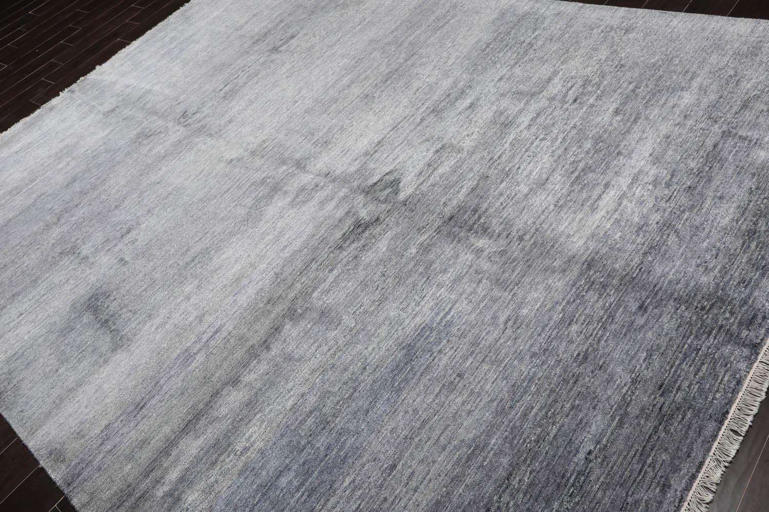 7’11"x10’9" Hand Knotted 100% Bamboo Silk Modern Tibetan Oriental Area Rug Gray-2