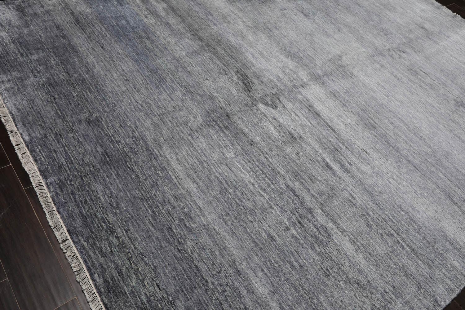 7’11"x10’9" Hand Knotted 100% Bamboo Silk Modern Tibetan Oriental Area Rug Gray-3