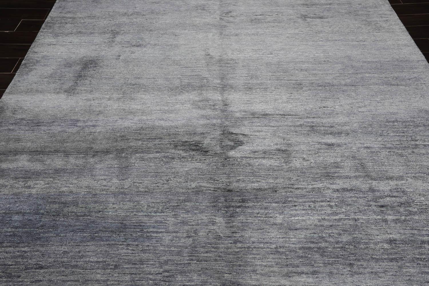 7’11"x10’9" Hand Knotted 100% Bamboo Silk Modern Tibetan Oriental Area Rug Gray-4