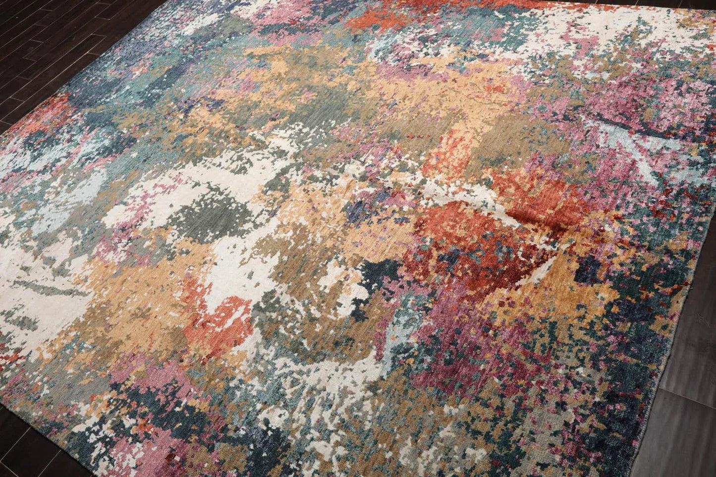 8’ x 10’ Hand Knotted Wool & Silk Tibetan Sherpa Oriental Area Rug Beige-2