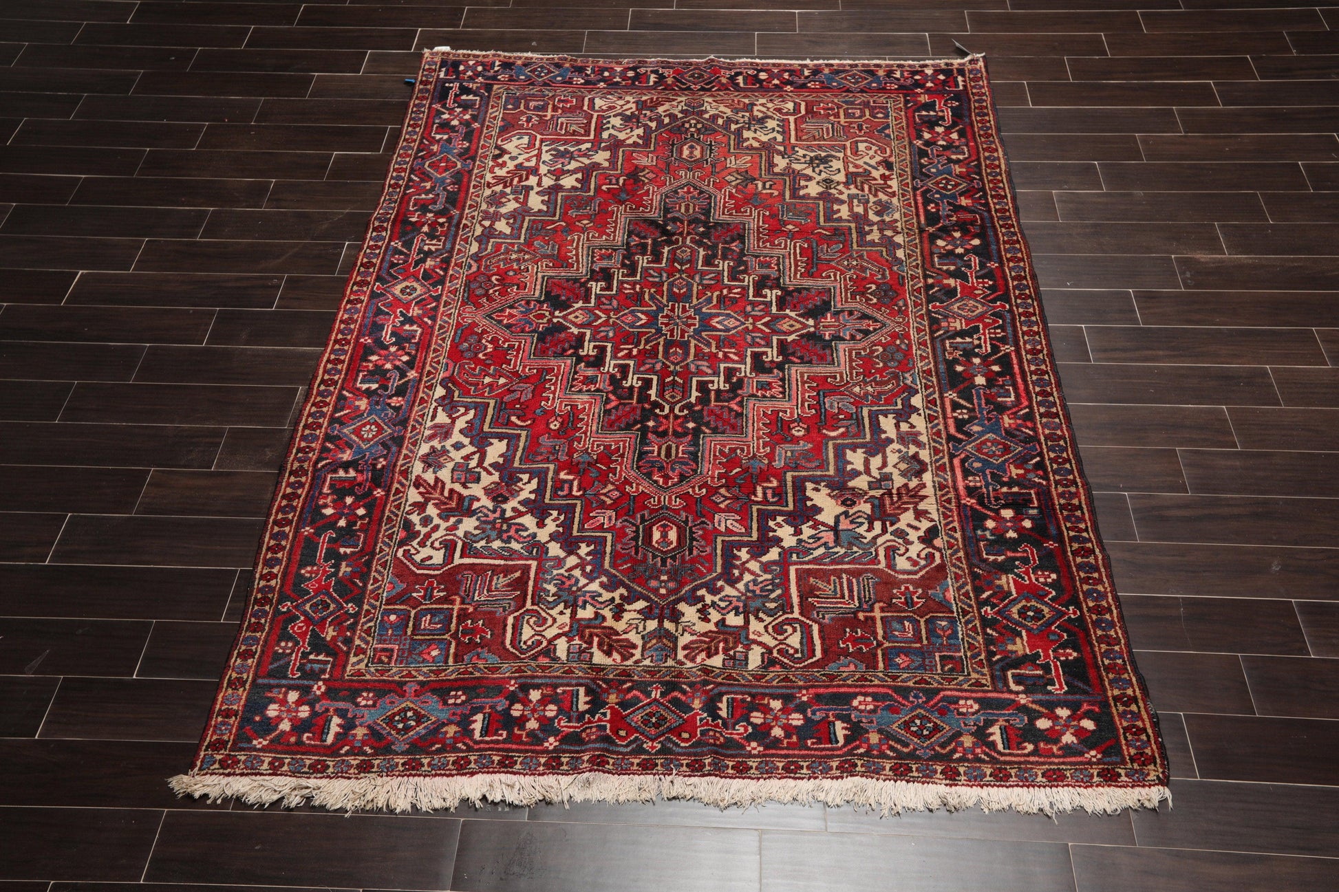 6'4" x 8'8" Hand Knotted Herizz 100% Wool Traditional Oriental Area Rug Rust-3