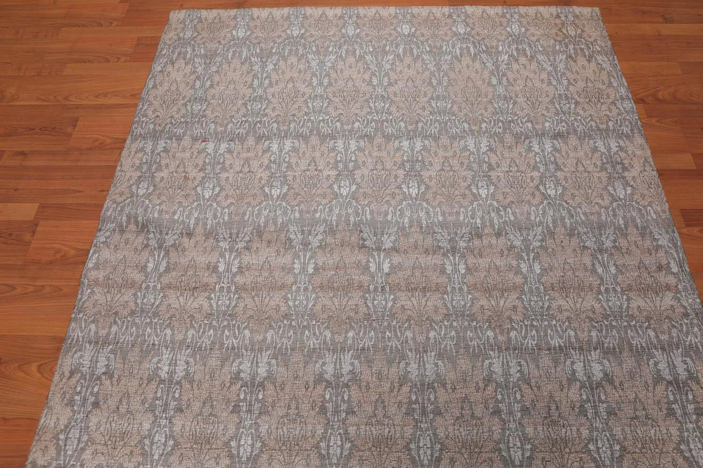5x7 Gray, Tan Handmade Damask Polypropylene Modern Flatweave Oriental Area Rug-2