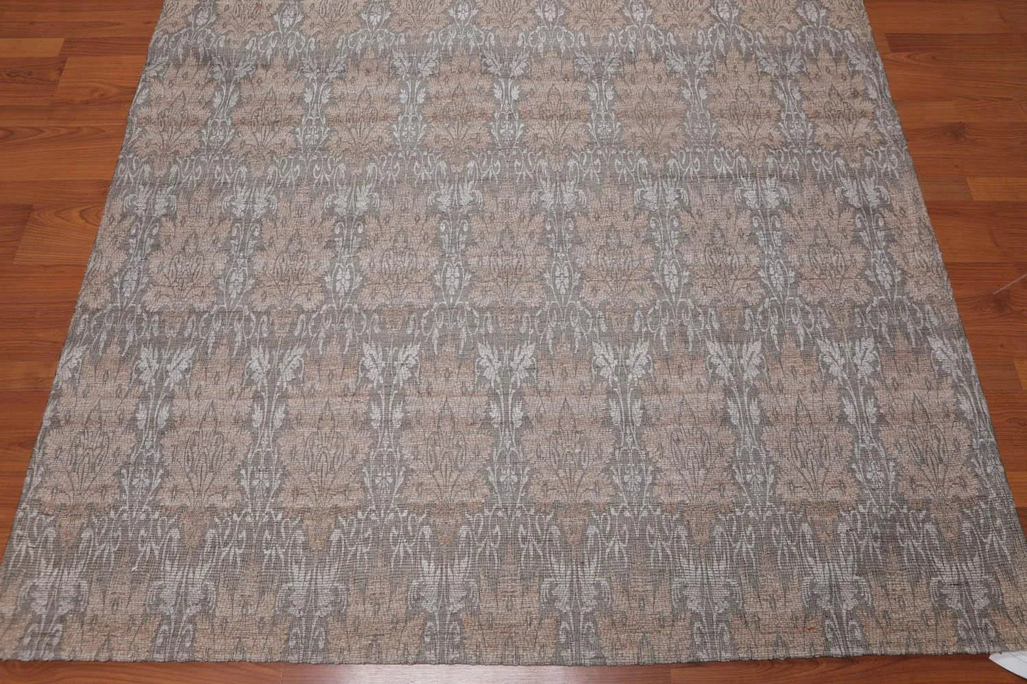 5x7 Gray, Tan Handmade Damask Polypropylene Modern Flatweave Oriental Area Rug-3