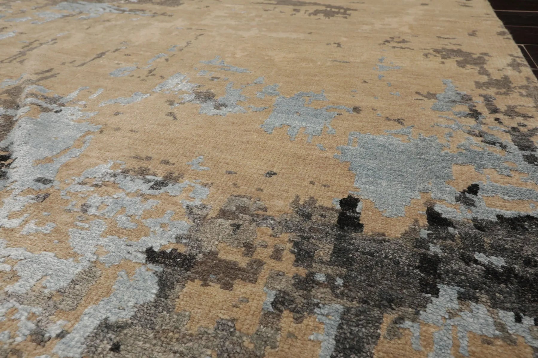 8x10 Beige Hand Knotted Modern Tibetan Abstract Wool Oriental Area Rug-2