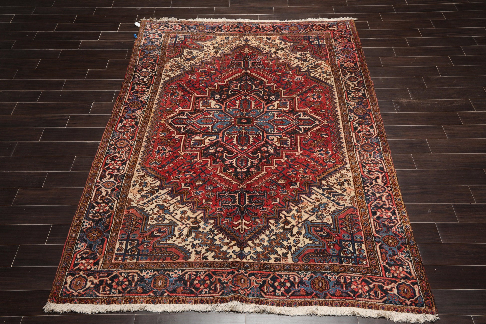 6'10" x 9'4" Hand Knotted Herizz 100% Wool Traditional Oriental Area Rug Rust-2