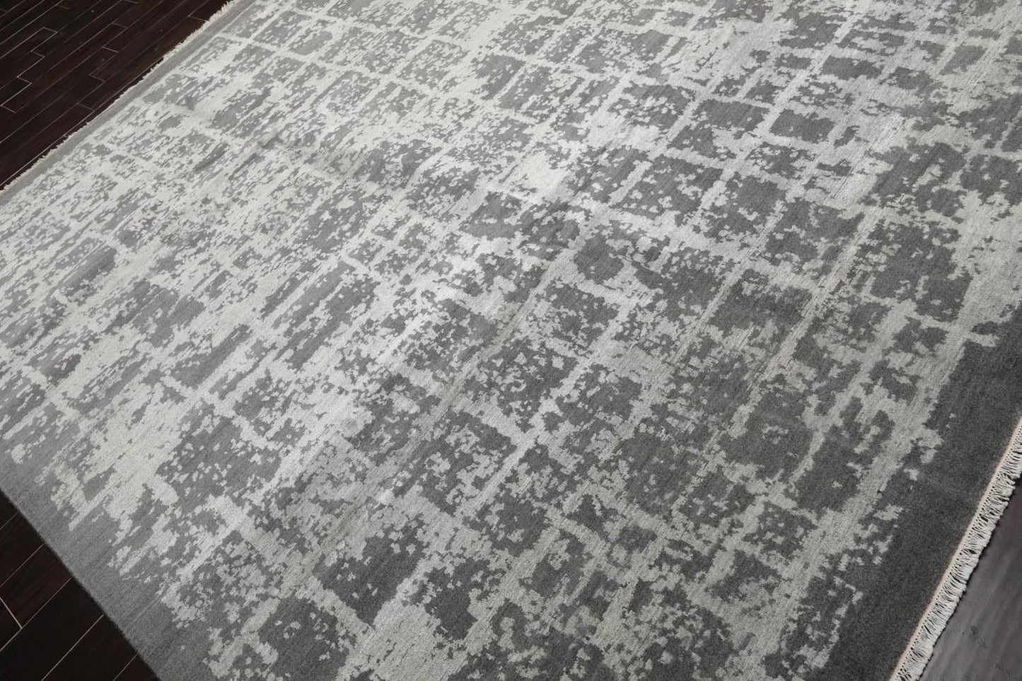 8’1" x 10’2"Hand Knotted Wool & Silk Tibetan Sherpa Oriental Area Rug Gray-2