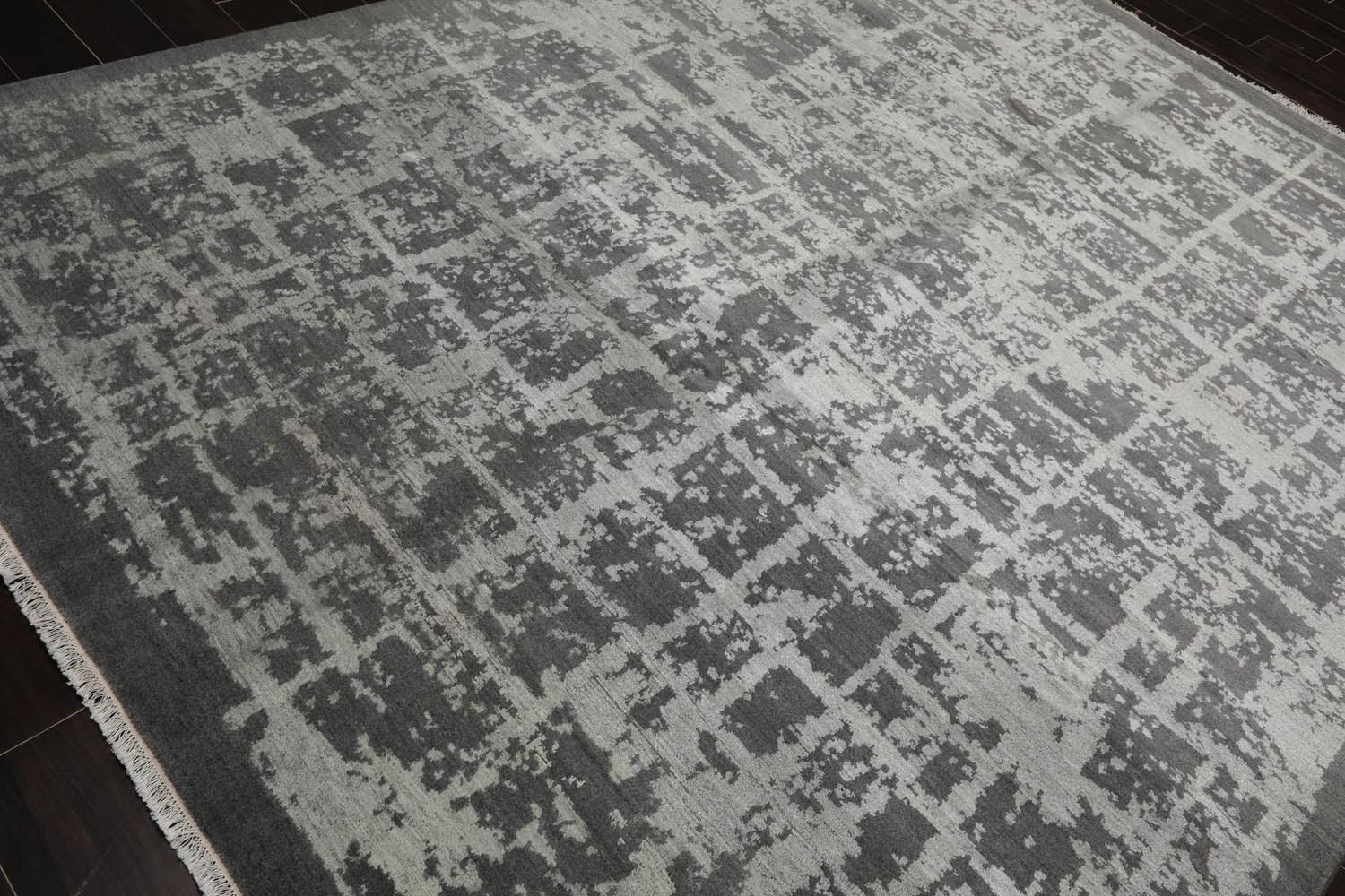 8’1" x 10’2"Hand Knotted Wool & Silk Tibetan Sherpa Oriental Area Rug Gray-3