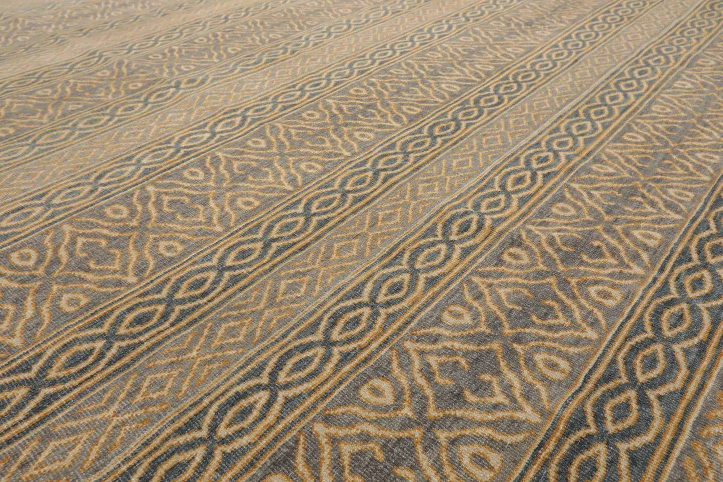 LoomBloom 8'x10' Beige Hand Knotted Contemporary Tibetan High End Designer 250 KPSI  Wool Oriental Area Rug-4