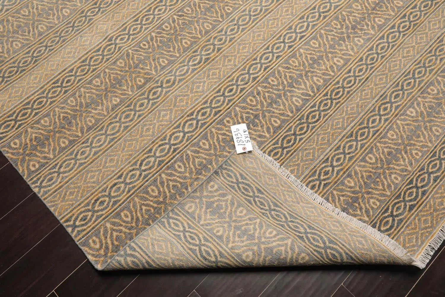 LoomBloom 8'x10' Beige Hand Knotted Contemporary Tibetan High End Designer 250 KPSI  Wool Oriental Area Rug-3