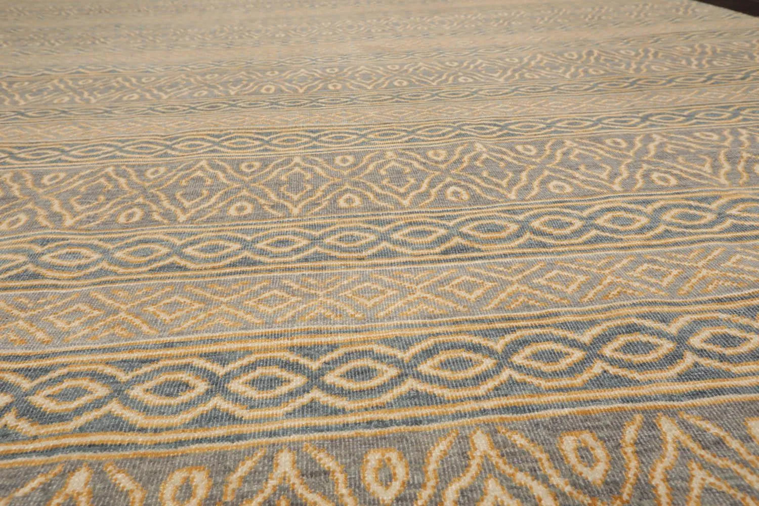 LoomBloom 8'x10' Beige Hand Knotted Contemporary Tibetan High End Designer 250 KPSI  Wool Oriental Area Rug-2
