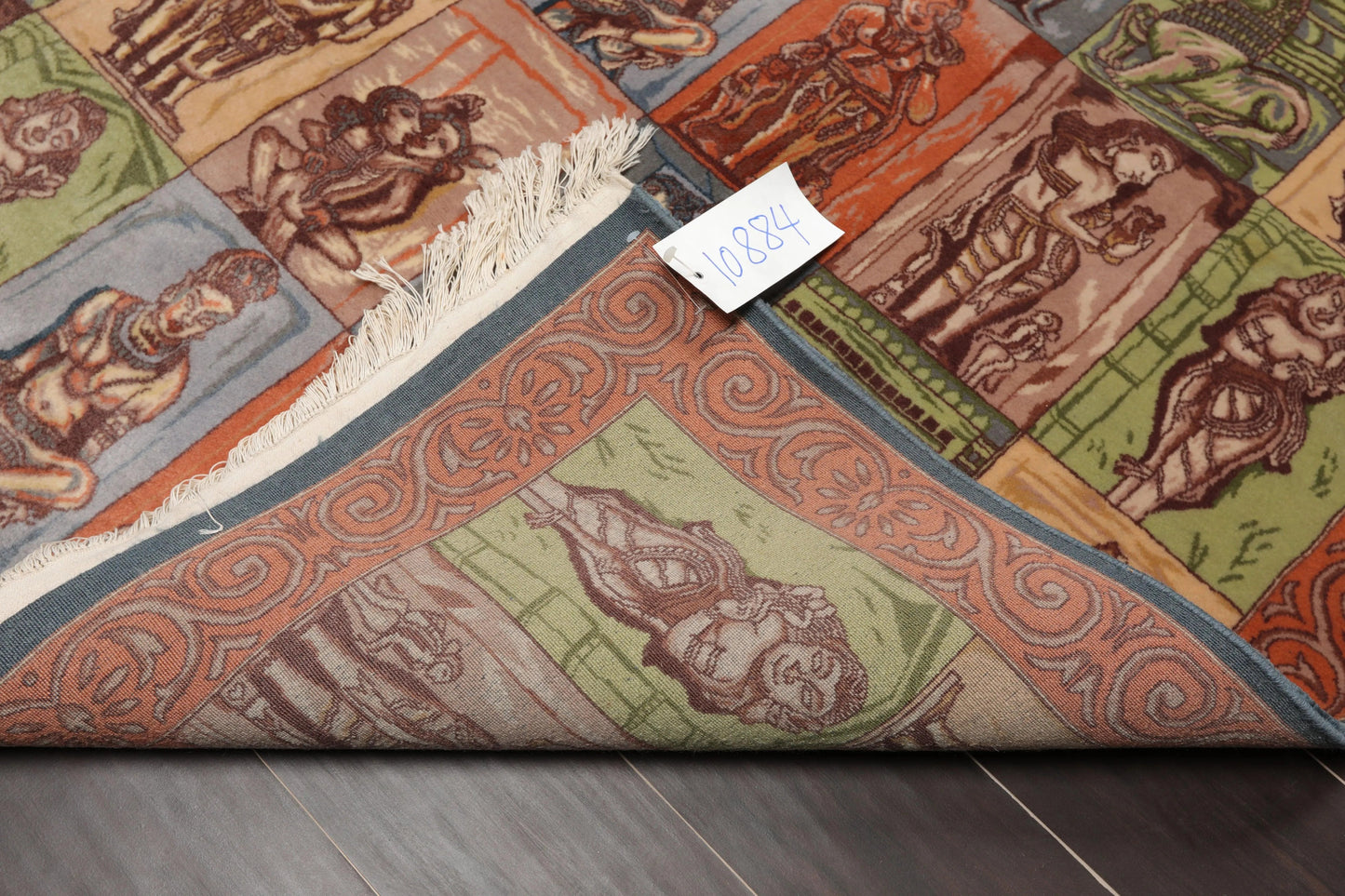 4' x 6' Hand Knotted 300 KPSI Kamasutra Panel Quam Wool Traditional Area Rug Blue-4